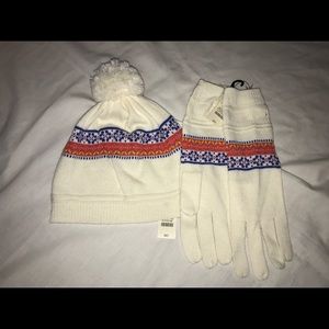 Talbots Hat & Glove Set Lambs Wool Blend